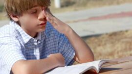 Boy having trouble reading