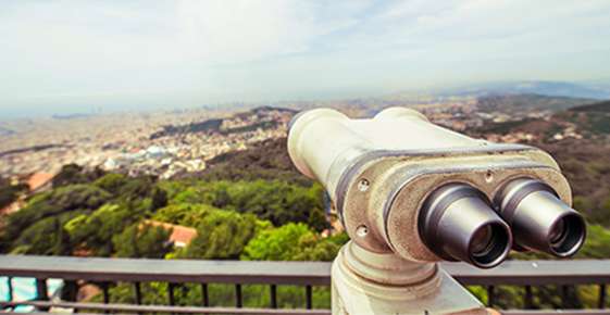Binoculars overlooking a landscape