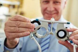 Eye doctor with eye equipment