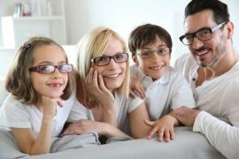 Family of 4 all wearing glasses