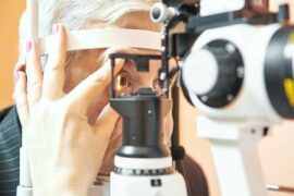 Man having his eye examined