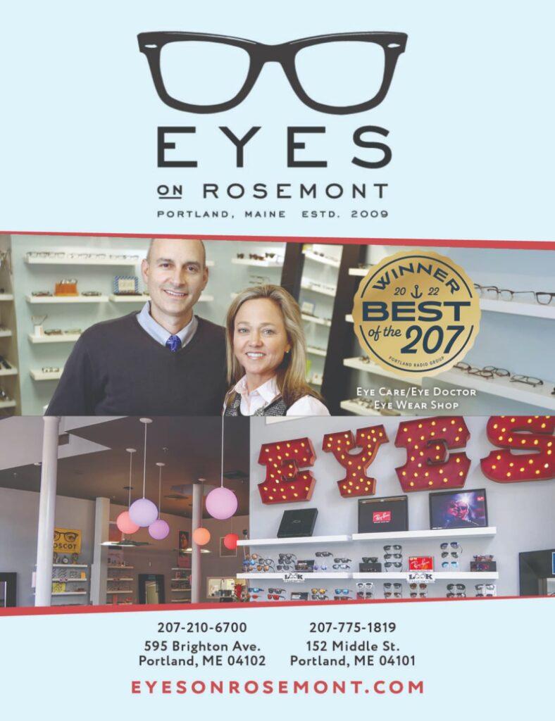 Dr. Tricia Prione & Dr. Mike Pirone smiling at the Eyes on Rosemont Portland location.