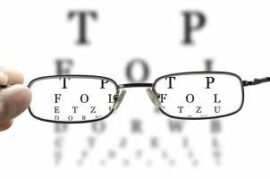 Looking at an eye chart through glasses