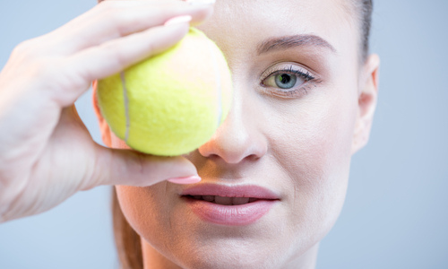 Tennis ball over the eye